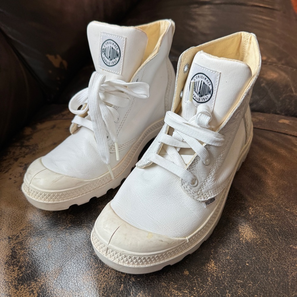 Palladium White High-Top Boots